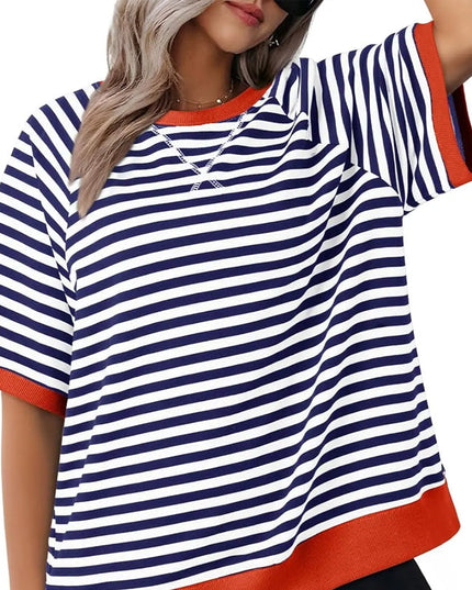 Puck | Casual Striped T-Shirt Blue+ Red Shirts