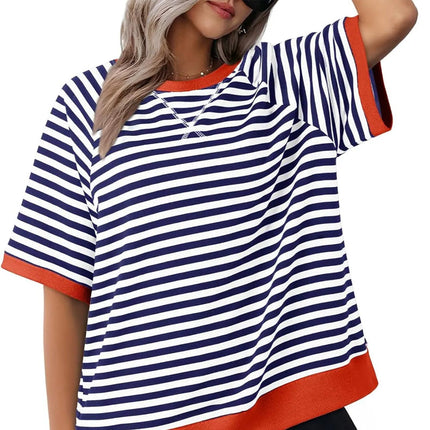 Puck | Casual Striped T-Shirt Blue+ Red Shirts