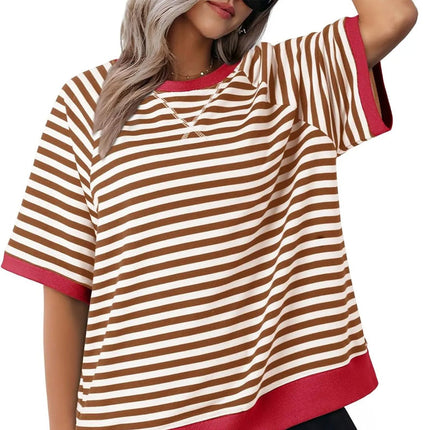 Puck | Casual Striped T-Shirt Brown + Red Shirts