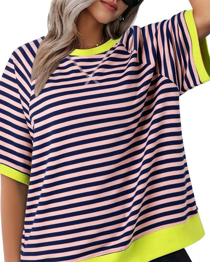 Puck | Casual Striped T-Shirt Pink + Yellow Shirts