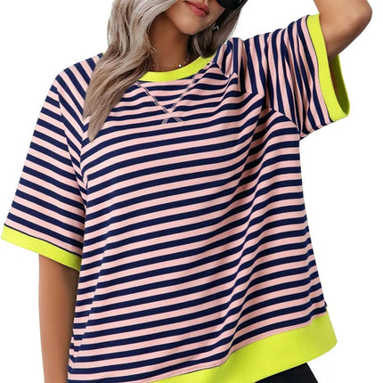 Puck | Casual Striped T-Shirt Pink + Yellow Shirts