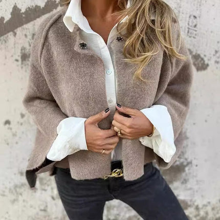 Florence - Flare Sleeve Fashion Short Coat Khaki Coats & Jackets