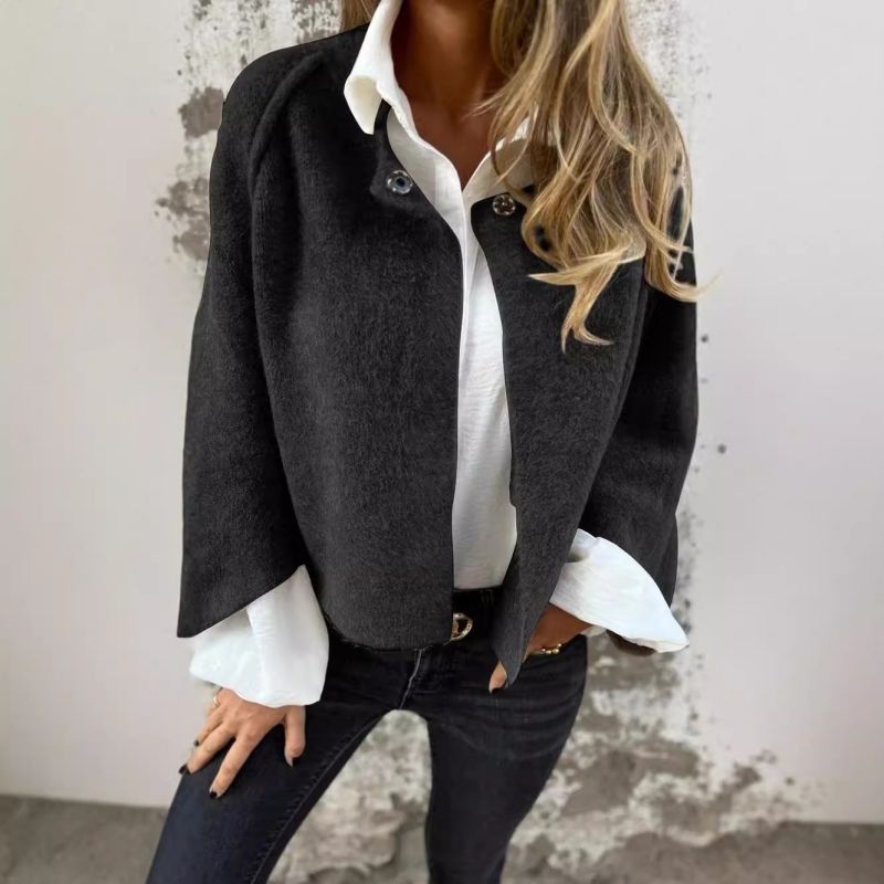 Florence - Flare Sleeve Fashion Short Coat Black Coats & Jackets