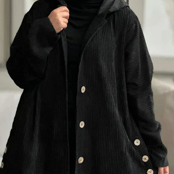 Cecily | Hooded Ribbed Coat Coat