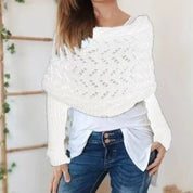 Elegant Off-Shoulder Knitted Wrap Sweater - OKOHOKO™ FASHION