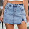 Women's High Waisted Slit Denim Skirt for Effortless Style Blue Shorts
