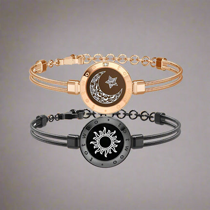 Sun and Moon totwoo Love Bracelets,Long Distance Relationship touch Light up & Vibrate Bracelets for Couples, Gifts Snake Black Gold Jewellery