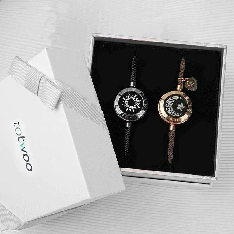 Sun and Moon totwoo Love Bracelets,Long Distance Relationship touch Light up & Vibrate Bracelets for Couples, Gifts Jewellery