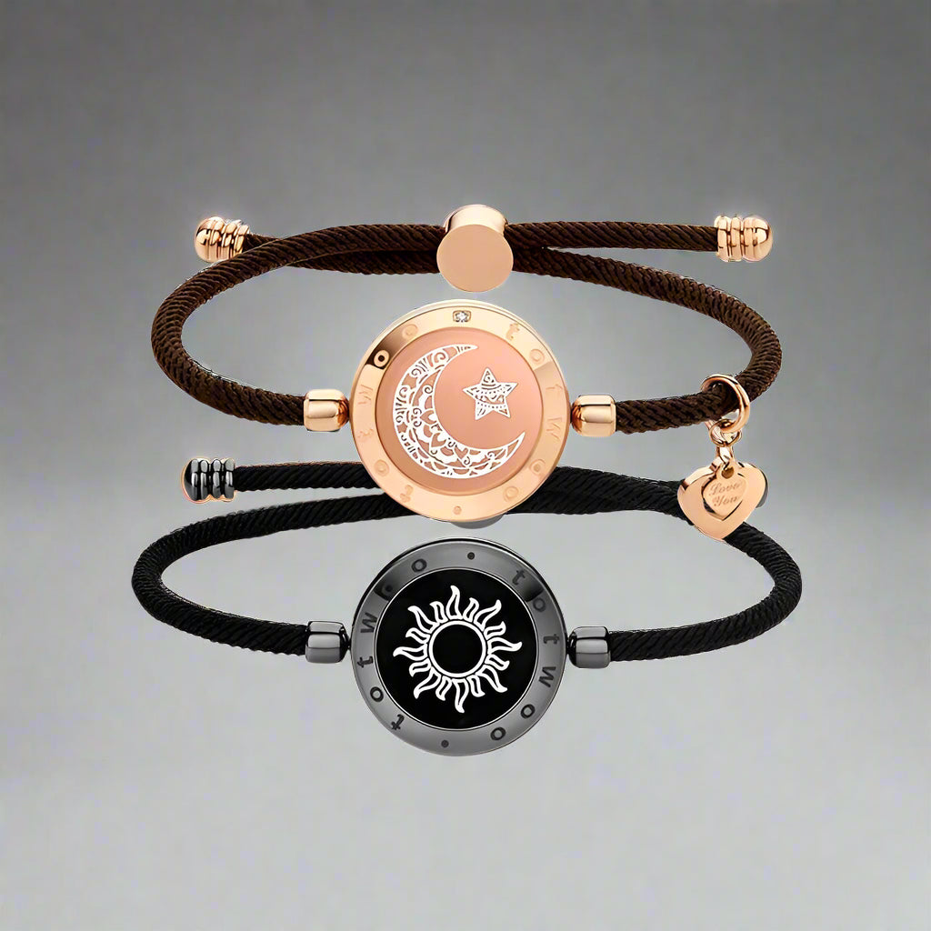 Sun and Moon totwoo Love Bracelets,Long Distance Relationship touch Light up & Vibrate Bracelets for Couples, Gifts Jewellery