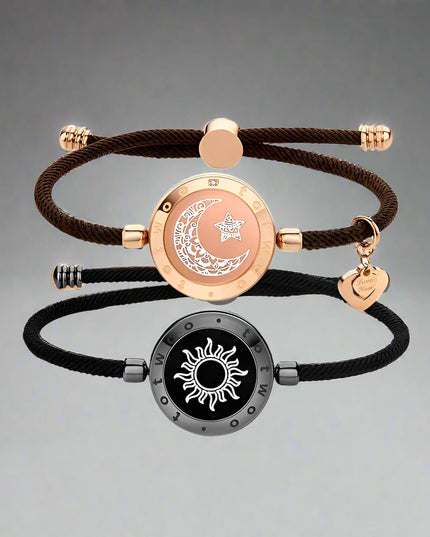 Sun and Moon totwoo Love Bracelets,Long Distance Relationship touch Light up & Vibrate Bracelets for Couples, Gifts Jewellery