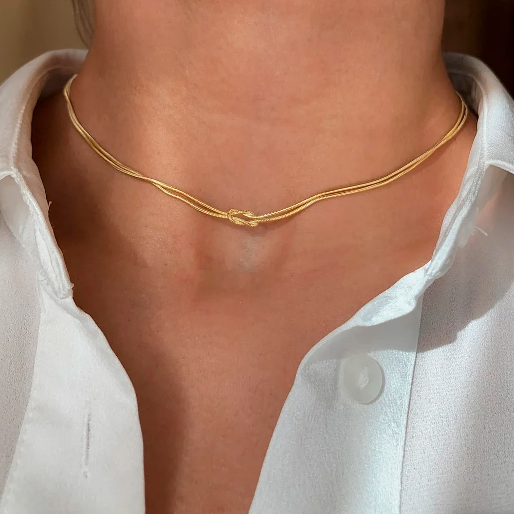 Twist Knot Snake Chain Choker Necklace