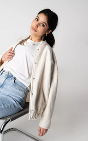 Women's Oversized Tweed Bomber Jacket Jacket