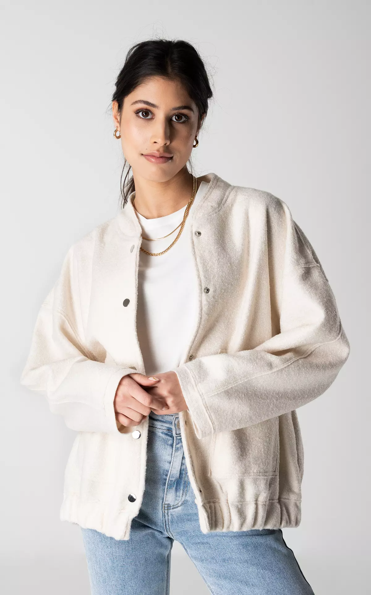 Women's Oversized Tweed Bomber Jacket Jacket