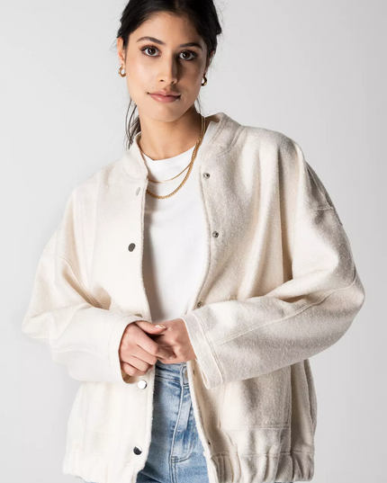 Women's Oversized Tweed Bomber Jacket Jacket