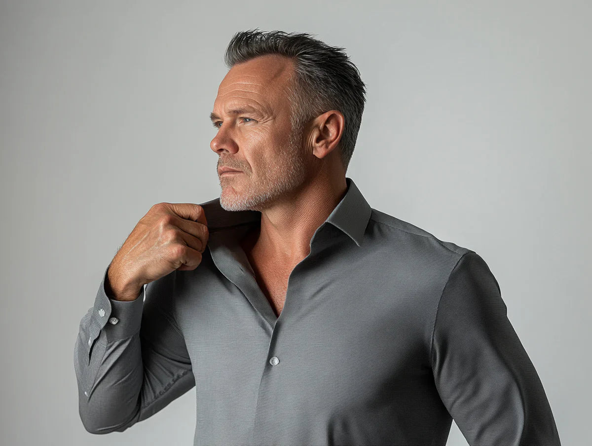 NoCrease | Wrinkle-Free Stretch Shirt Grey Men Shirts