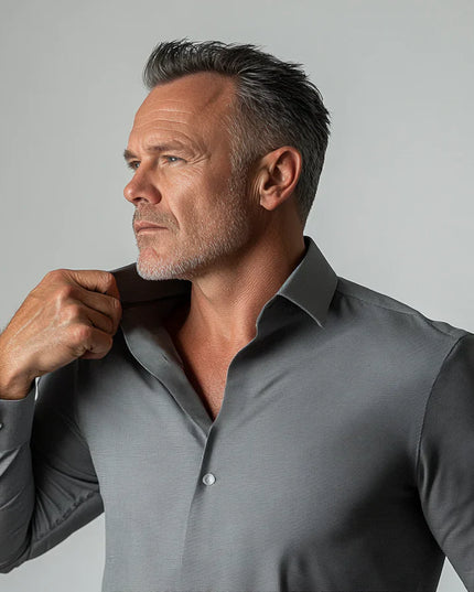 NoCrease | Wrinkle-Free Stretch Shirt Grey Men Shirts