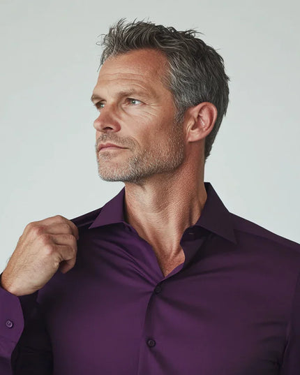 NoCrease | Wrinkle-Free Stretch Shirt Purple Men Shirts