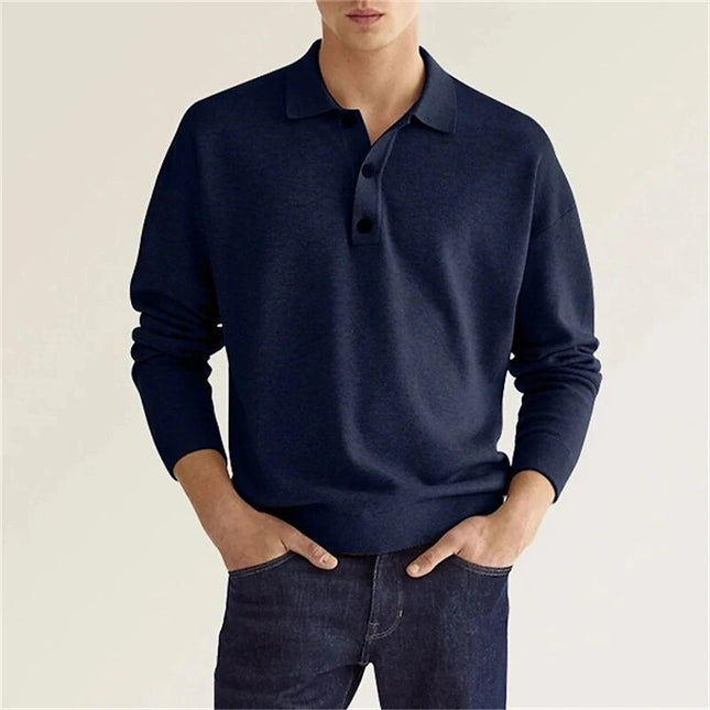Bradley | Long Sleeved Polo Shirt Blue Polos Shirts