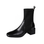 Sleeved Square Toe Boots Black Women's Footwear