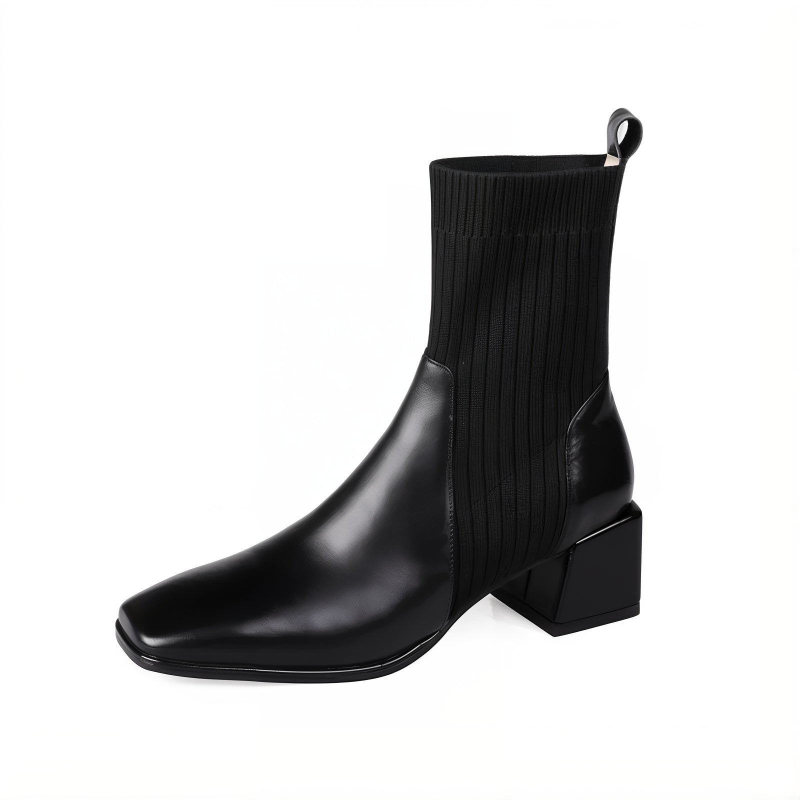 Sleeved Square Toe Boots Black Women's Footwear