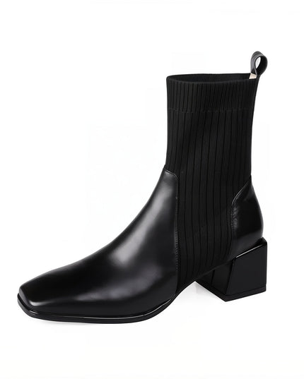 Sleeved Square Toe Boots Black Women's Footwear