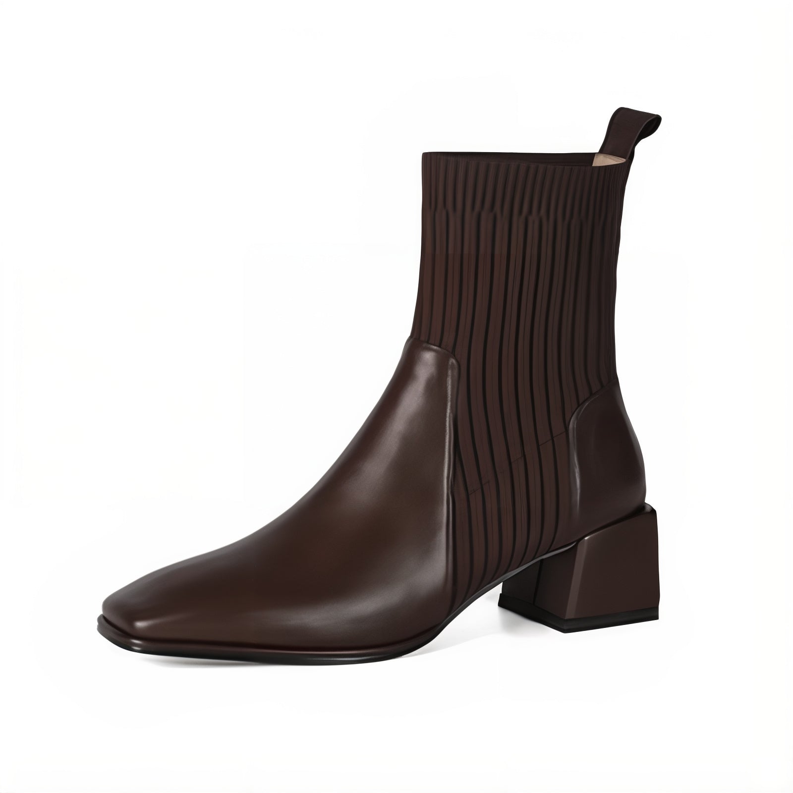 Sleeved Square Toe Boots Brown Women's Footwear
