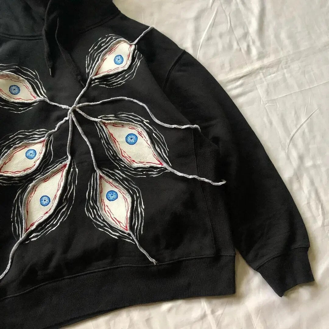Harajuku Eye Patchwork Hoodie Men's Hoodie