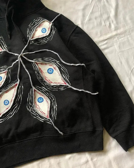 Harajuku Eye Patchwork Hoodie Men's Hoodie