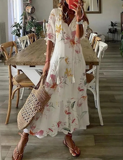 Lana | Boho Tummy Coverage Dress White 1