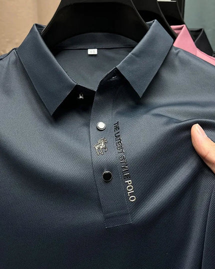 Men's Wrinkle-Free Polo Shirt Marine Blue Polo Shirts