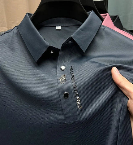 Men's Wrinkle-Free Polo Shirt Marine Blue Polo Shirts