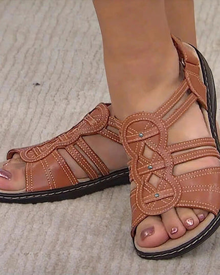 Cleo™ - Stylish Orthopedic Flat Sandals With Arch Support Brown