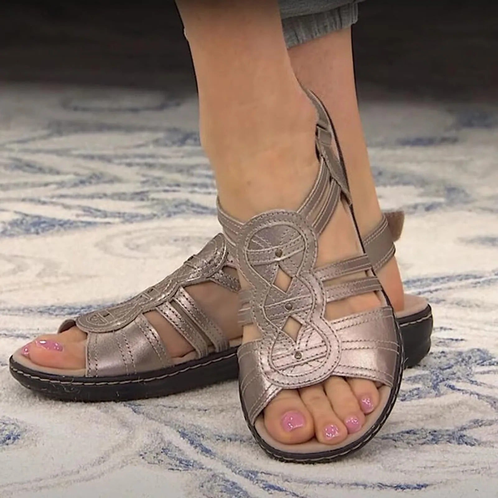 Stylish Orthopedic Flat Sandals With Arch Support Gold Sandals