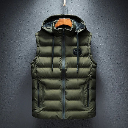 Men's Hooded Casual Vest Jacket Army Green Jacket