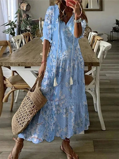 Lana | Boho Tummy Coverage Dress Light Blue