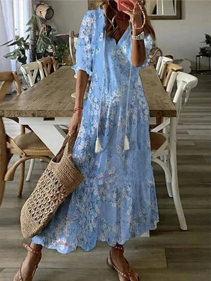 Lana | Boho Tummy Coverage Dress Light Blue