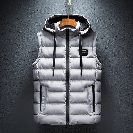 Men's Hooded Casual Vest Jacket Light Grey Jacket