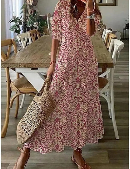 Lana | Boho Tummy Coverage Dress Red