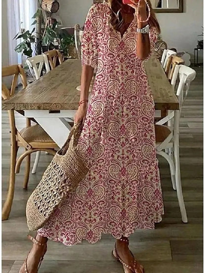 Lana | Boho Tummy Coverage Dress Red