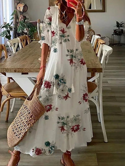 Lana | Boho Tummy Coverage Dress White 3
