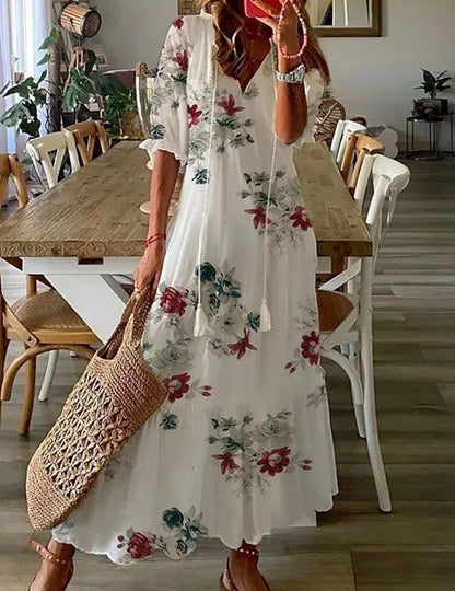 Lana | Boho Tummy Coverage Dress White 3