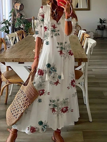 Lana | Boho Tummy Coverage Dress White 3