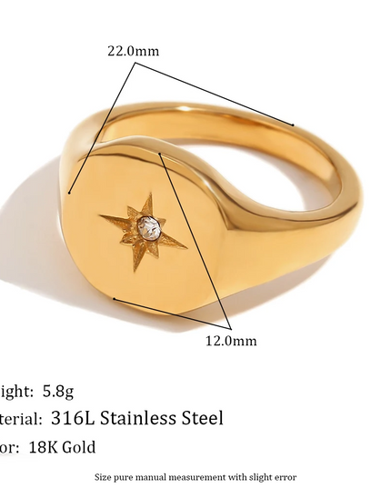 Celestial Star Signet Ring Gold Ring