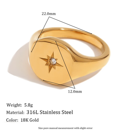 Celestial Star Signet Ring Gold Ring
