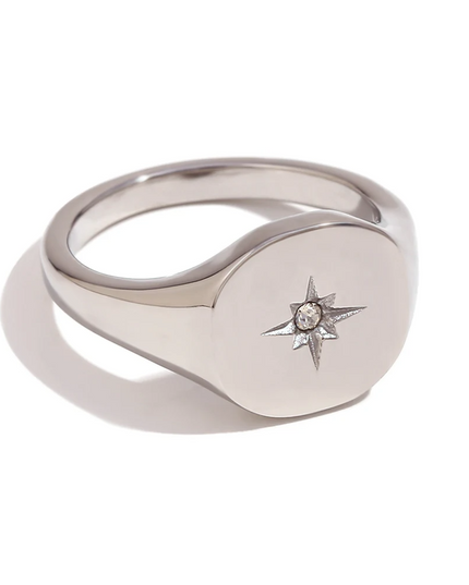 Celestial Star Signet Ring Silver Ring