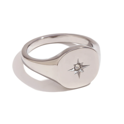 Celestial Star Signet Ring Silver Ring