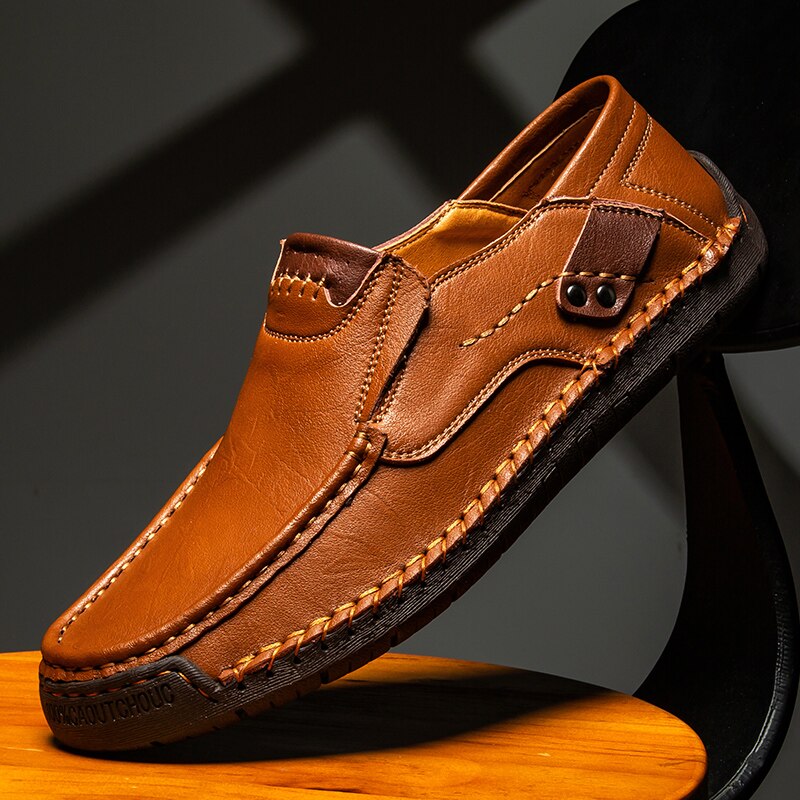 Michael - Elegant Loafers with Feet Support Gold Brown Shoes