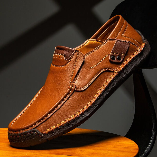 Michael - Elegant Loafers with Feet Support Gold Brown Shoes
