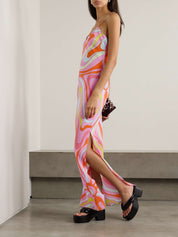 Floral Signature Print Maxi Dress Pink Dresses