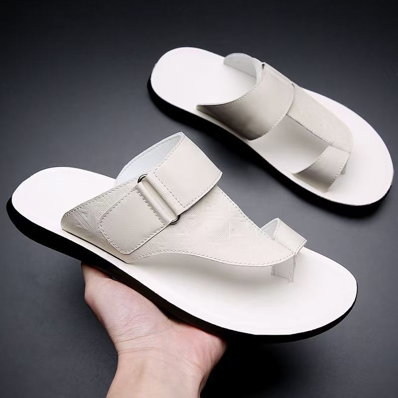 Ashmere Leather Sandals – Textured Premium Leather Slides White Sandals